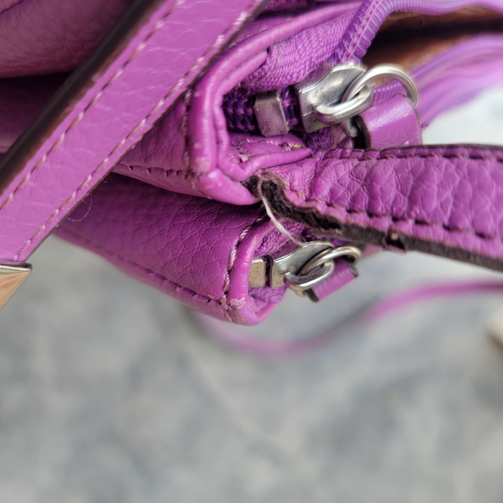 Tignanello Geniune Leather Fully Lined Purple Shoulder Bag - Picture 8 of 12